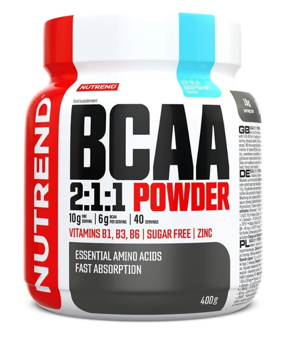 BCAA 2:1:1 Powder, Icy Blue Raspberry - 400 grams - Nutrend