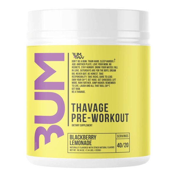 Thavage Pre-Workout, Blackberry Lemonade - 520 grams - Raw Nutrition