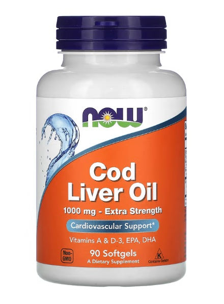 Cod Liver Oil, 1000mg Extra Strength - 90 softgels - NOW Foods