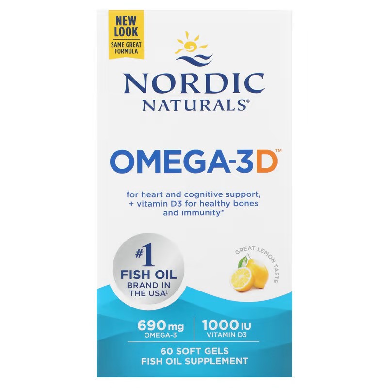 Omega-3D, 690mg Lemon - 60 softgels - Nordic Naturals