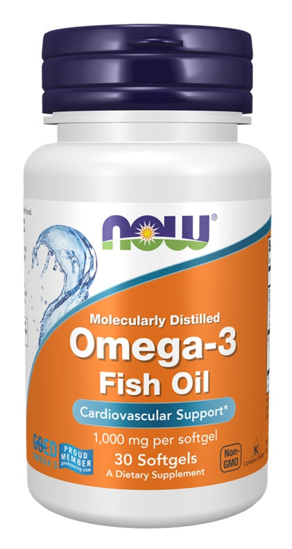 Omega-3 Fish Oil, Molecularly Distilled - 30 softgels - NOW Foods