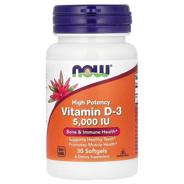 Vitamin D-3, 5000 IU - 30 softgels - NOW Foods