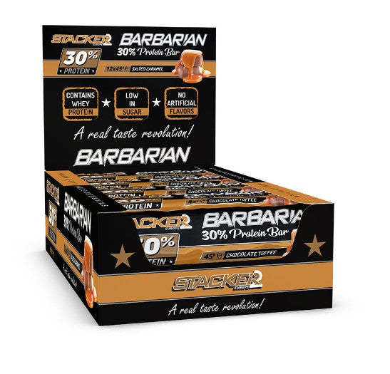 Barbarian 30% Protein Bar, Chocolate Toffee - 12 x 45g - Stacker2 Europe