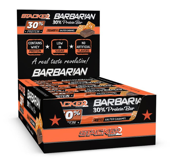 Barbarian 30% Protein Bar, Salted Caramel - 12 x 45g - Stacker2 Europe