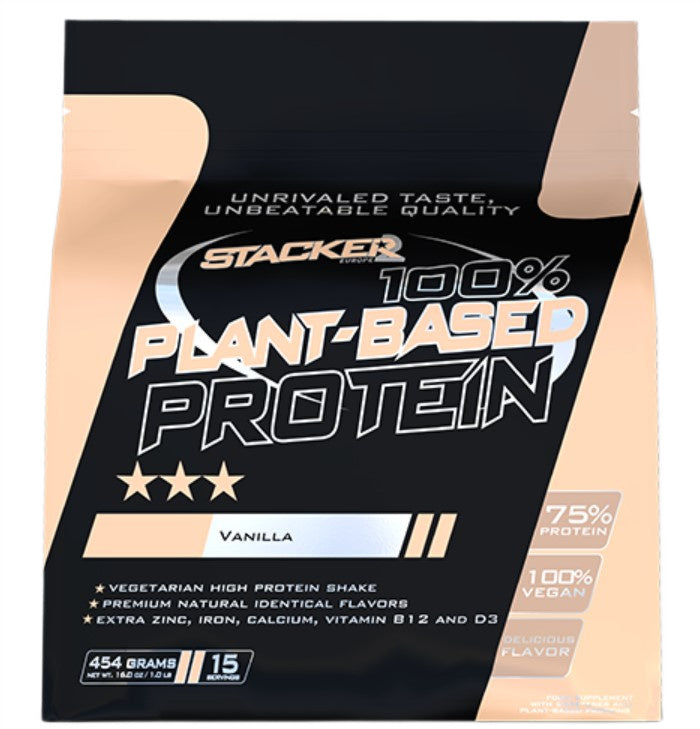 100% Plant Based Protein, Vanilla - 454 grams - Stacker2 Europe