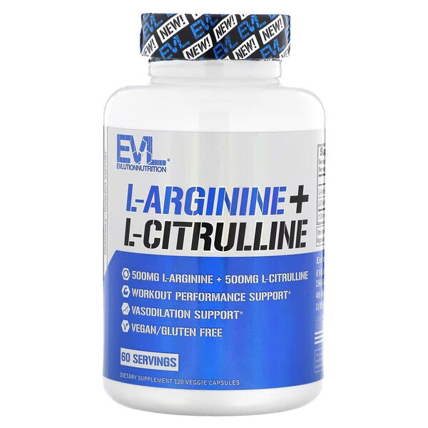 L-Arginine + L-Citrulline, Capsules - 120 vcaps - EVLution Nutrition