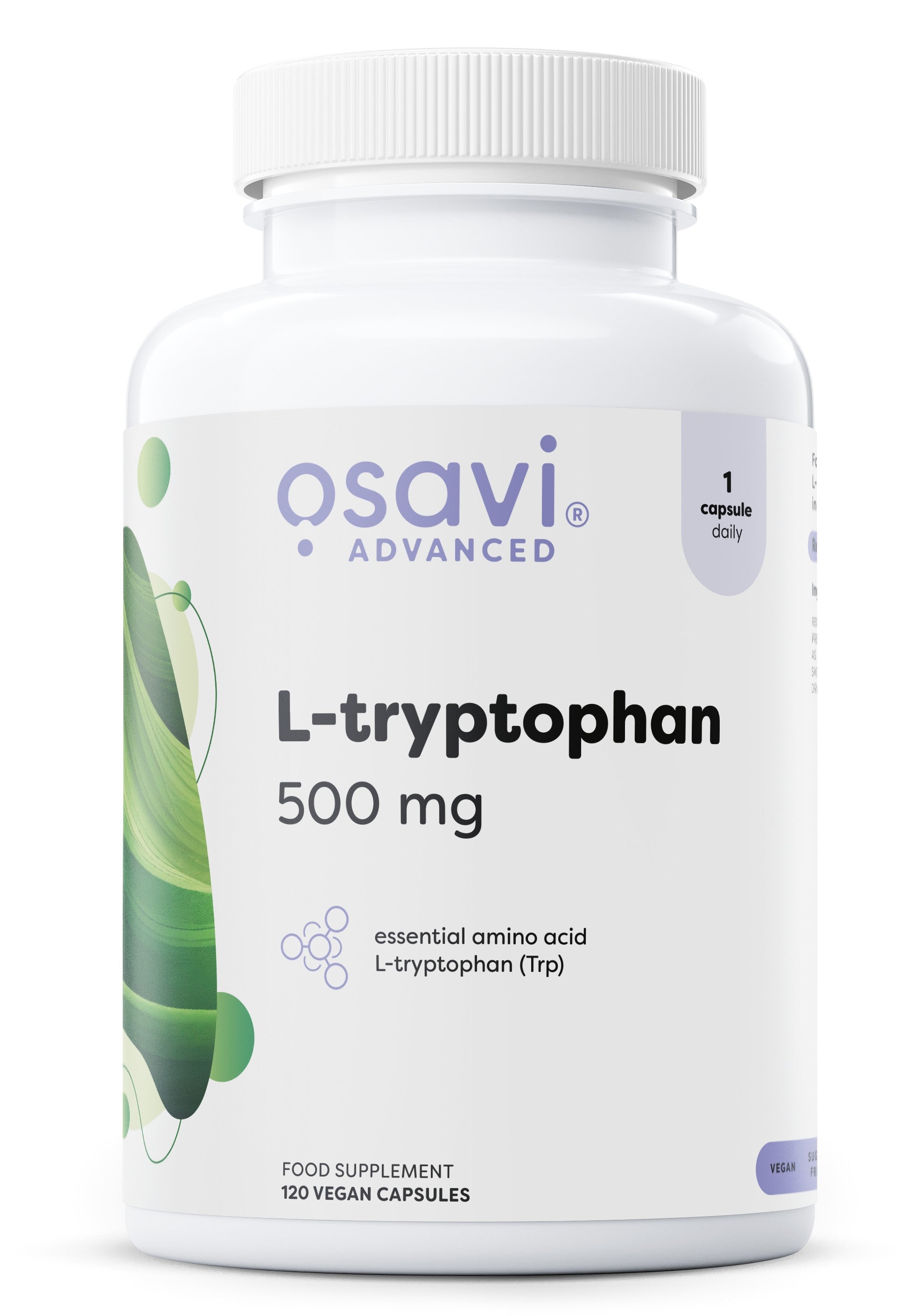 L-tryptophan, 500mg - 120 vegan caps - Osavi