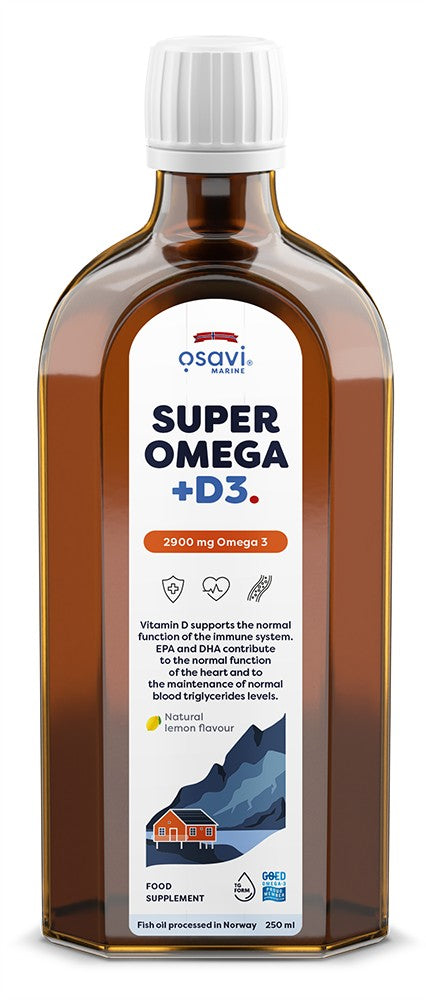 Super Omega + D3, 2900mg Omega 3 (Lemon) - 250 ml. - Osavi