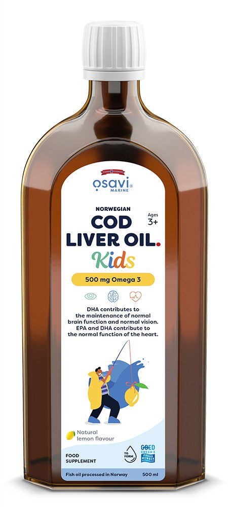 Norwegian Cod Liver Oil Kids, 500mg Omega 3 (Lemon) - 500 ml. - Osavi