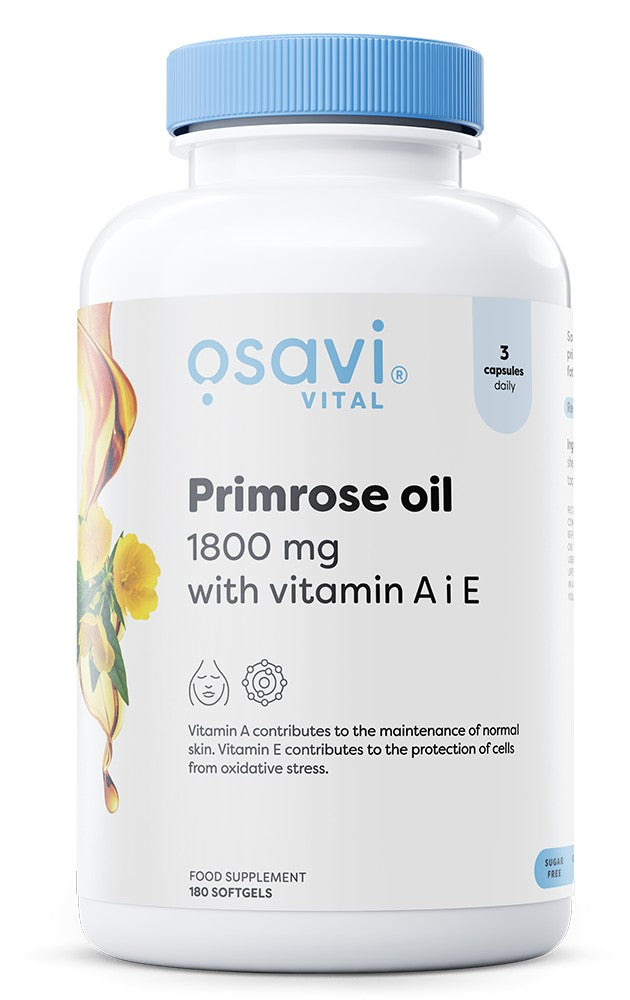 Primrose Oil with Vitamin A & E, 1800mg - 180 softgels - Osavi