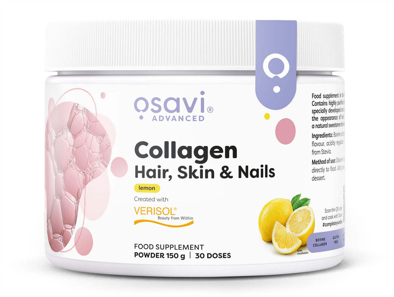 Collagen Peptides (Hair Skin & Nails), Lemon - 150 grams - Osavi