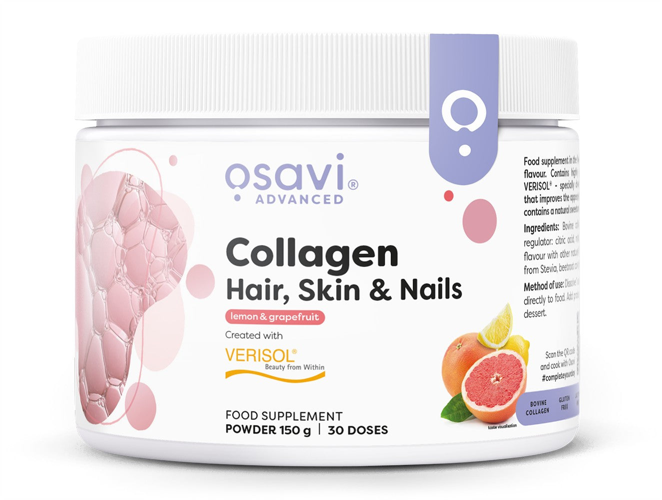 Collagen Peptides (Hair Skin & Nails), Lemon & Grapefruit - 150 grams - Osavi