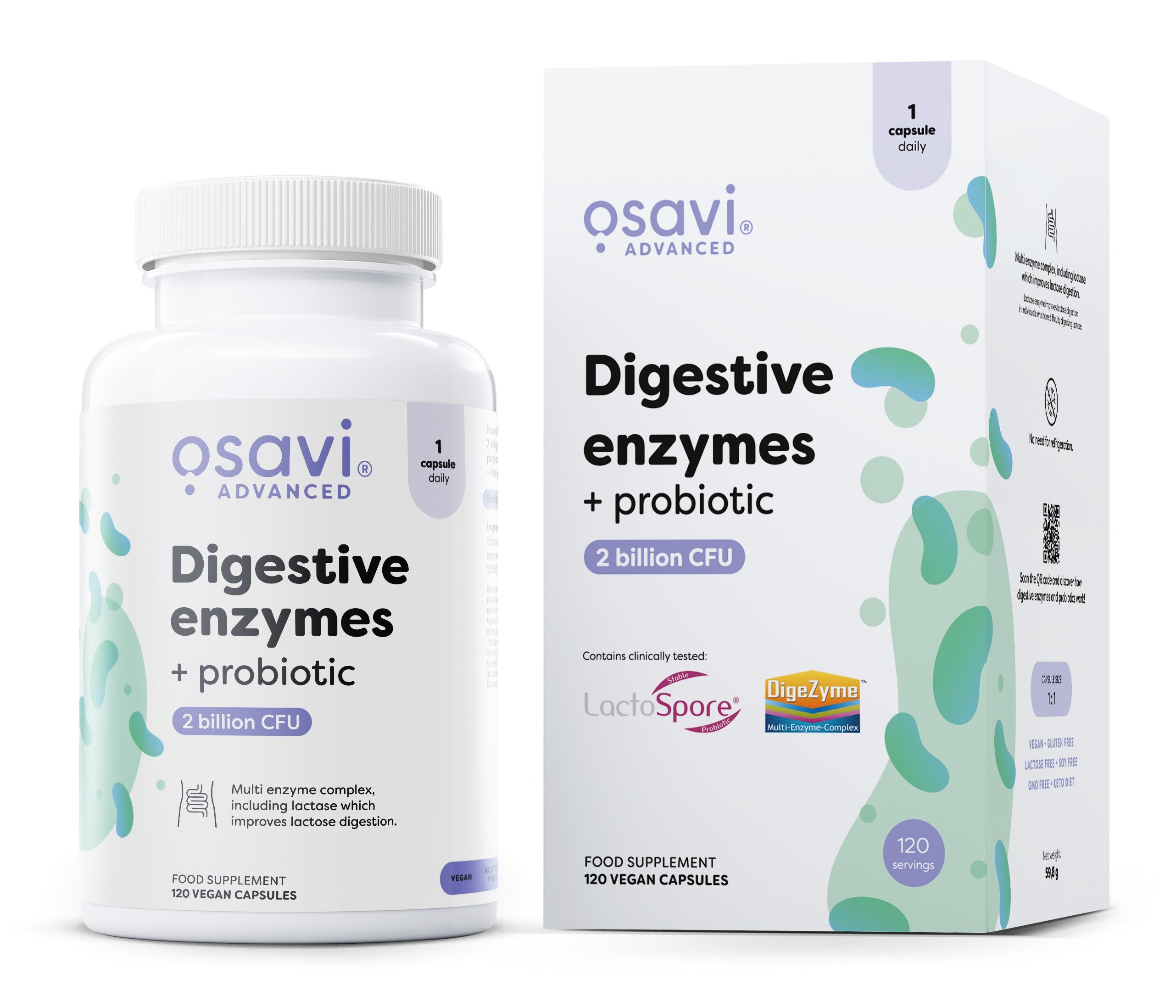 Digestive enzymes + probiotic - 120 vegan caps - Osavi