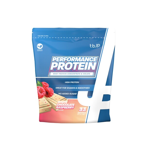 Performance Protein, White Chocolate Raspberry - 1000 grams - Trained by JP
