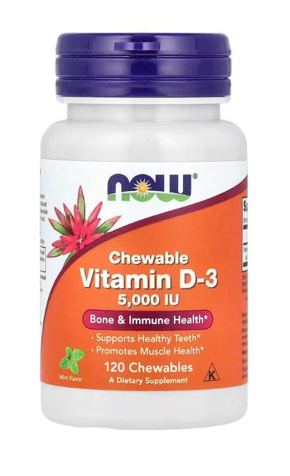 Vitamin D-3, 5000 IU (Chewable) - 120 chewables - NOW Foods