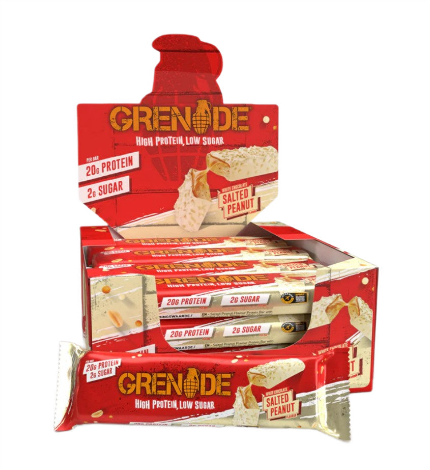 Protein Bars, White Chocolate Salted Peanut (EAN 5060221205276) - 12 x 60g - Grenade