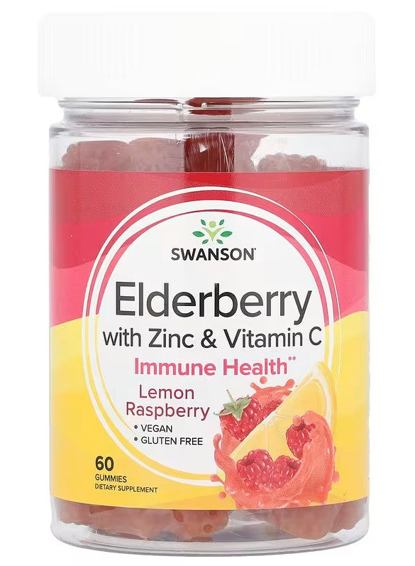 Elderberry Gummies with Zinc & Vitamin C, Lemon Raspberry - 60 gummies - Swanson