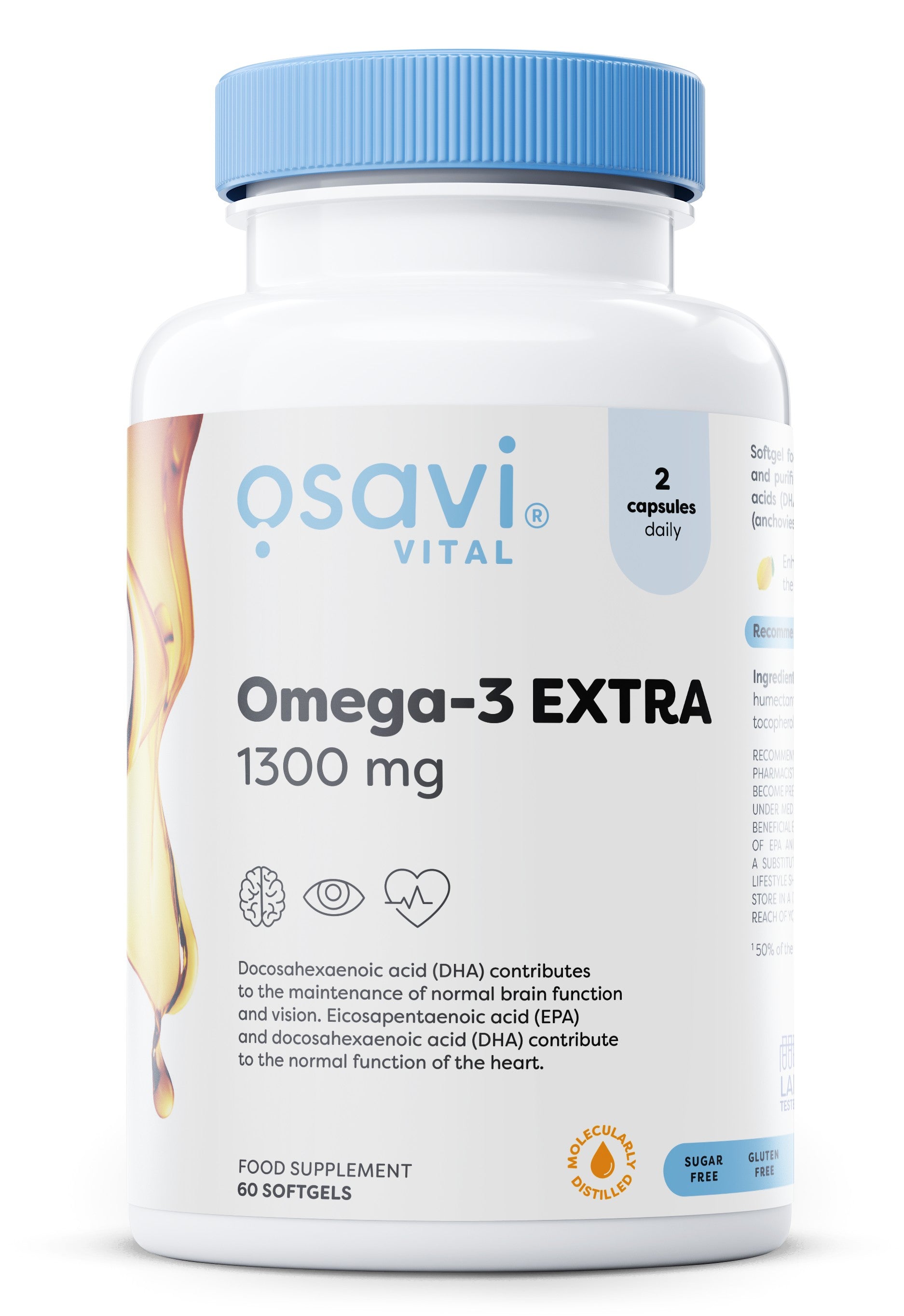 Omega-3 Extra Molecularly Distilled, 1300mg (Lemon) - 60 softgels - Osavi