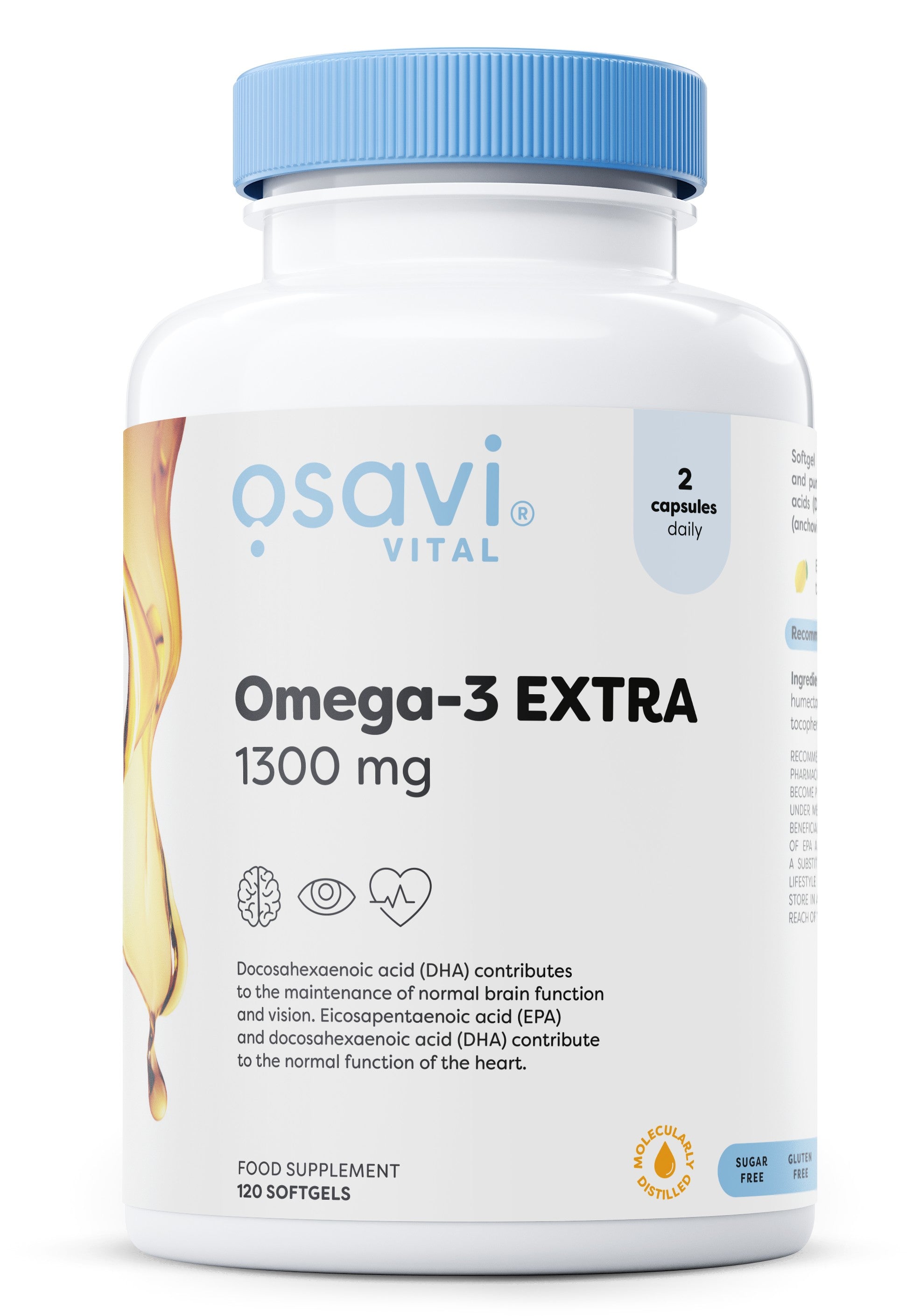 Omega-3 Extra Molecularly Distilled, 1300mg (Lemon) - 120 softgels - Osavi