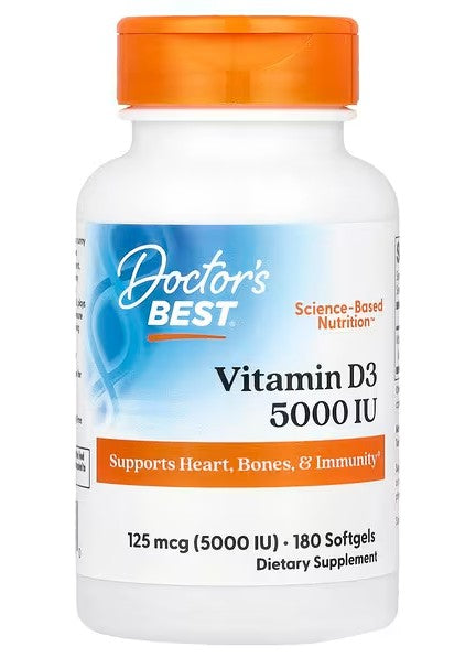 Vitamin D3, 5000 IU - 180 softgels - Doctor's Best