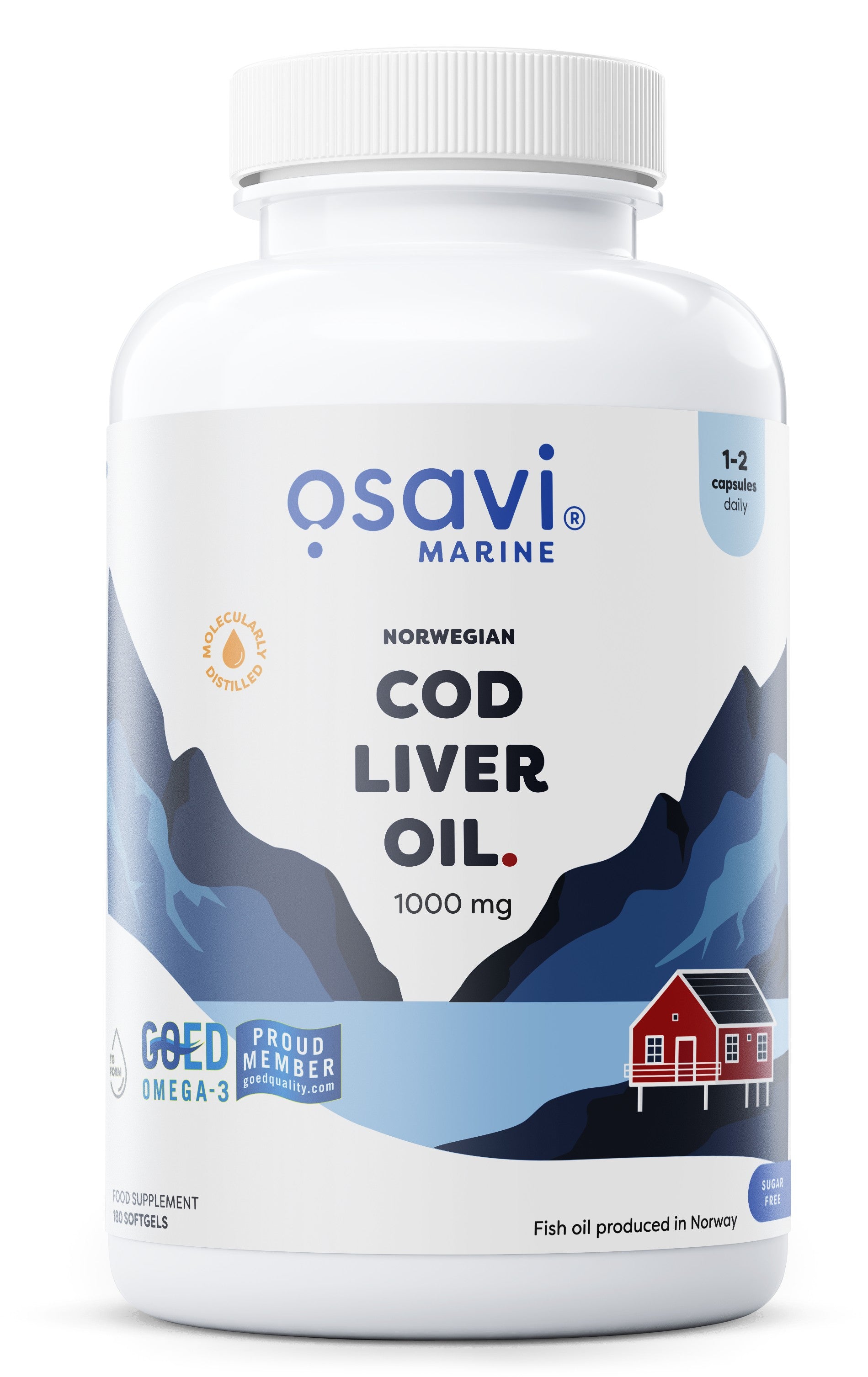 Norwegian Cod Liver Oil Softgels, 1000mg (Lemon) - 180 softgels - Osavi