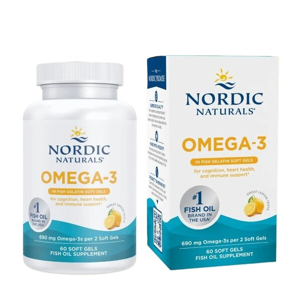 Omega-3, 690mg Lemon (Fish Gelatin) - 60 softgels - Nordic Naturals