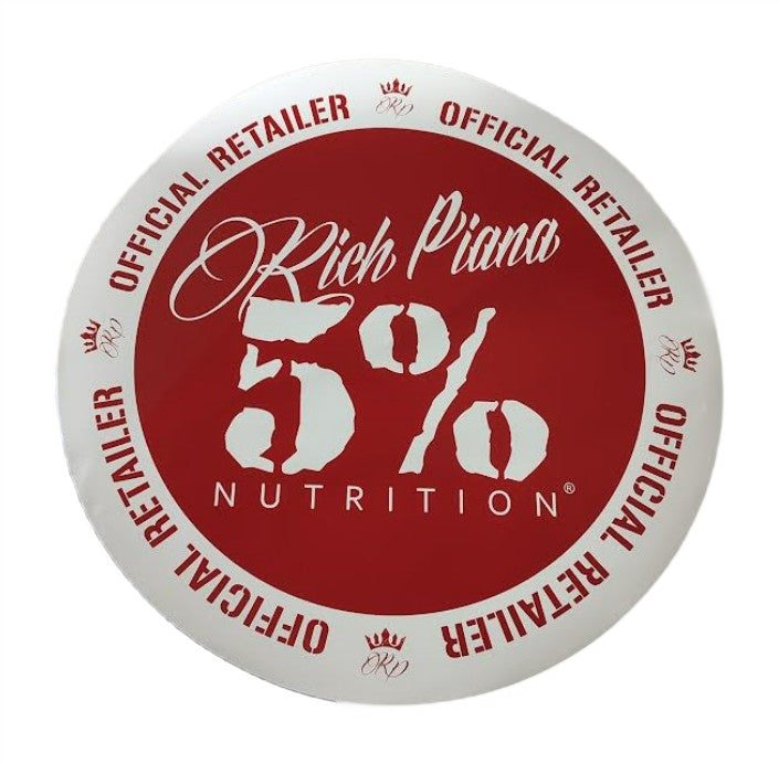 5% Nutrition Window Cling Circle, Red & White - 5% Nutrition