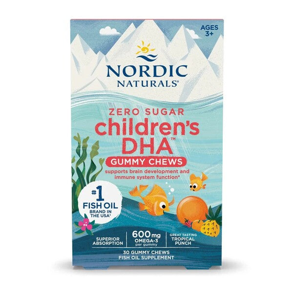 Children's DHA Gummy Chews 600mg, Tropical Punch - 30 gummies - Nordic Naturals