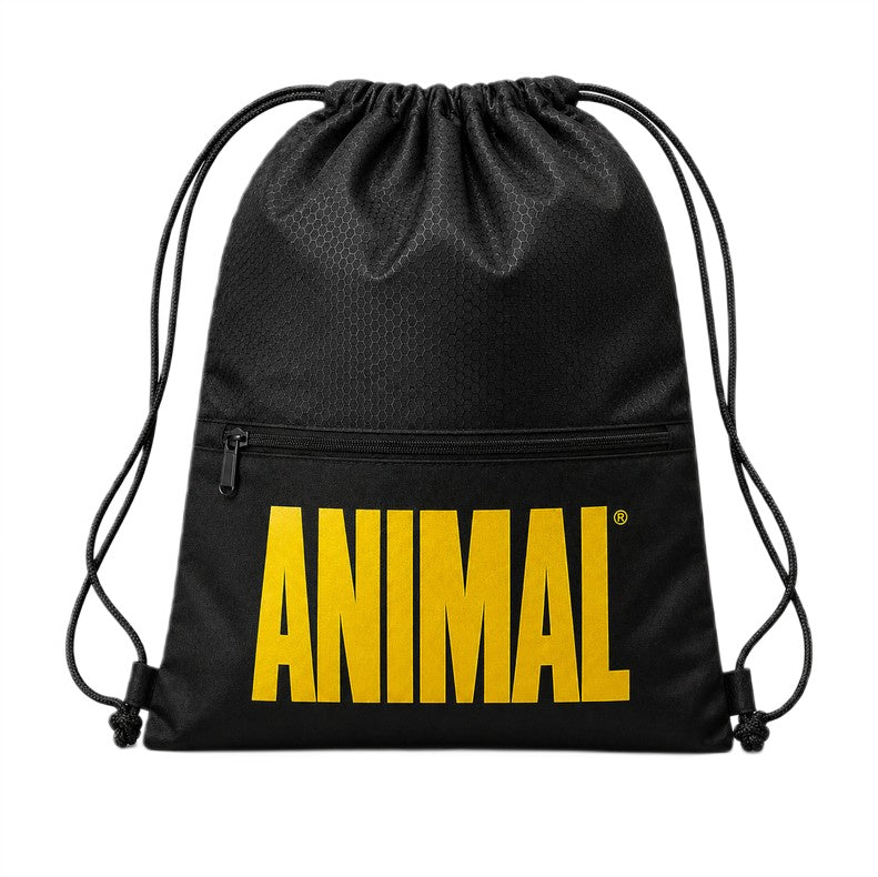 Animal Drawstring Backpack - Black with Yellow - Animal