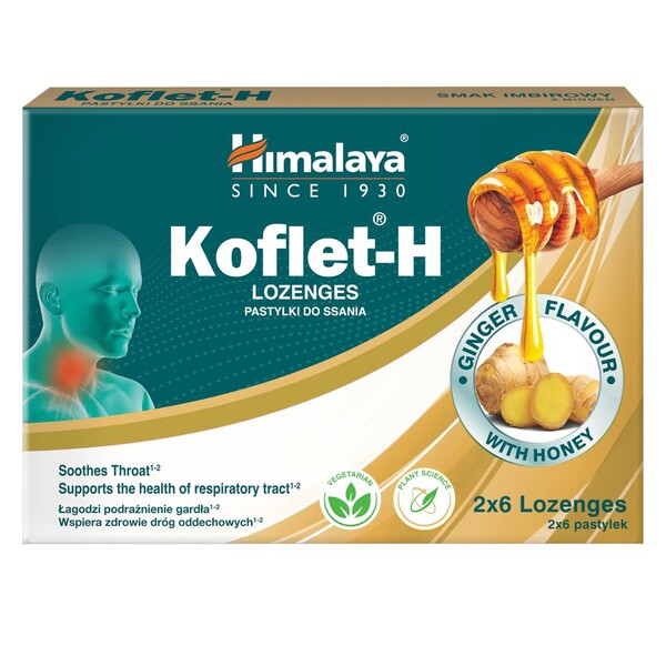 Koflet-H, Ginger - 12 lozenges - Himalaya