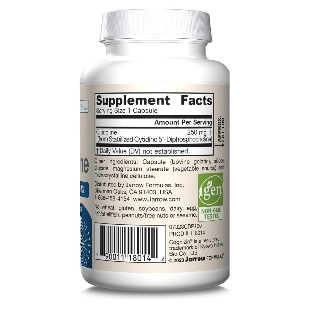 Jarrow Formulas citicolinas (CDP cholinas) 250 mg - 120 kapsulių - Magnis.lt