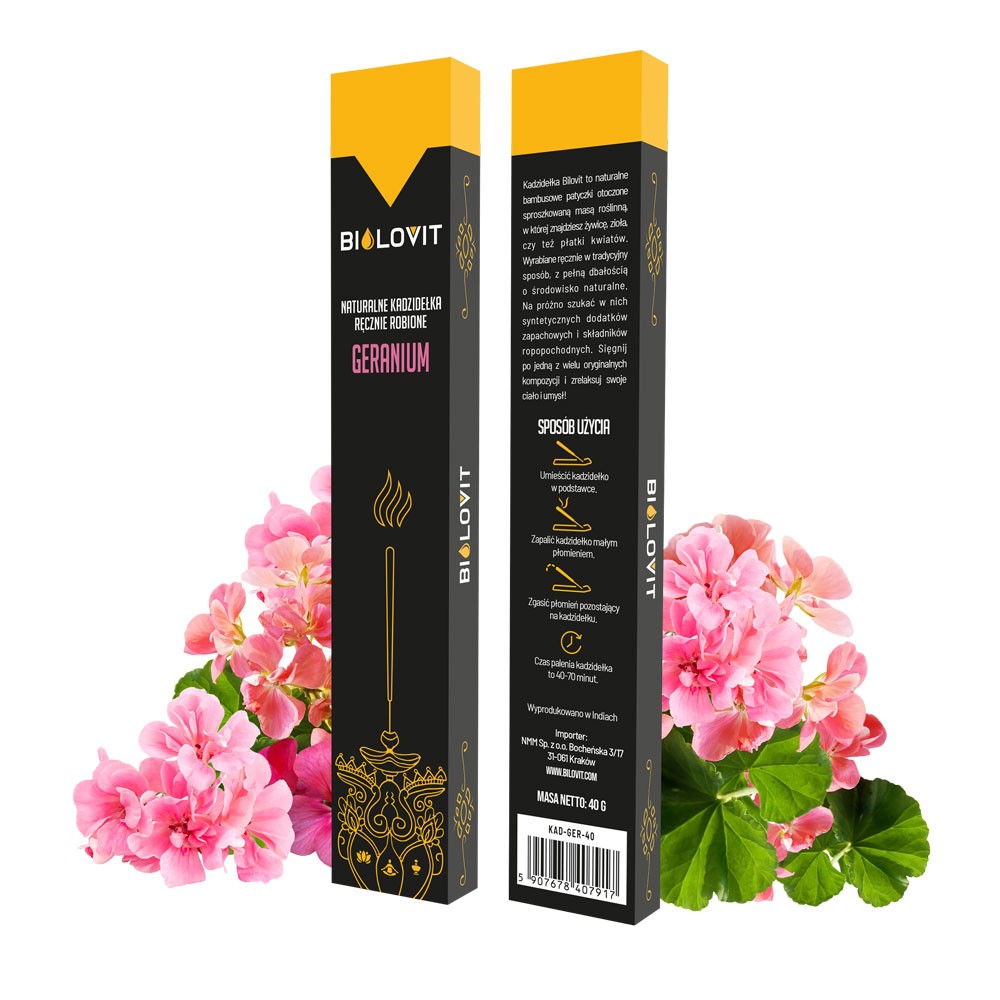 Bilovit looduslikud aroomi viirukipulgad Geranium - 40 g