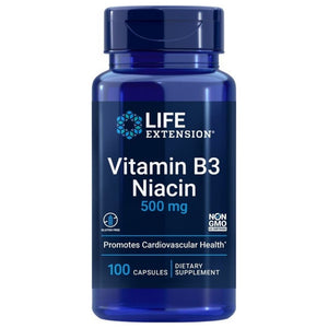 Life Extension vitaminas B3 niacinas 500 mg - 100 kapsulių - Magnis.lt