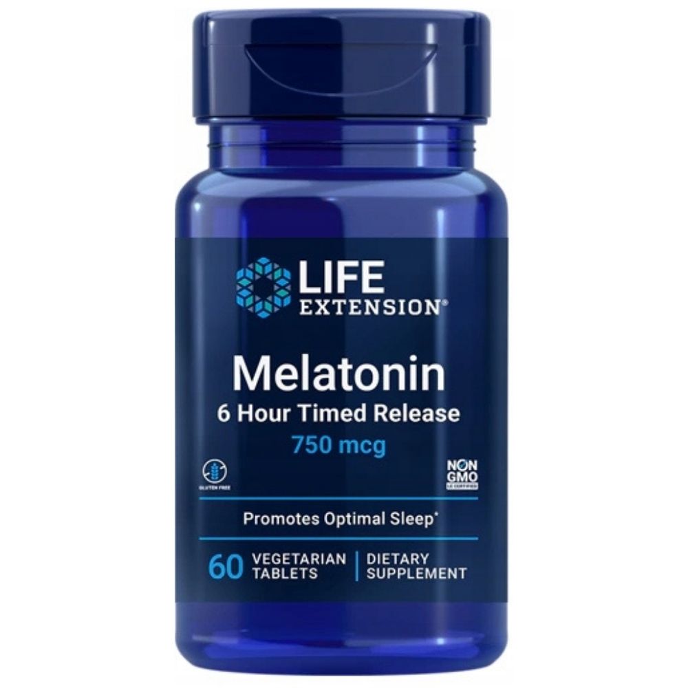 Life Extension melatoninas 6 valandų trukmės atpalaidavimas 750 mcg - 60 tablečių - Magnis.lt