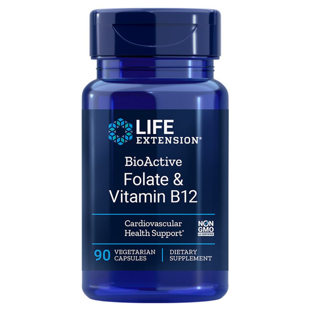 Life Extension BioActive Folate & Vitamin B12 – 90 kapsulių