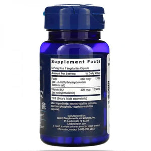 Life Extension BioActive Folate & Vitamin B12 – 90 kapsulių