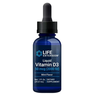 Life Extension D3-vitamiin 2000 IU piparmündimaitselised tilgad - 29,57 ml