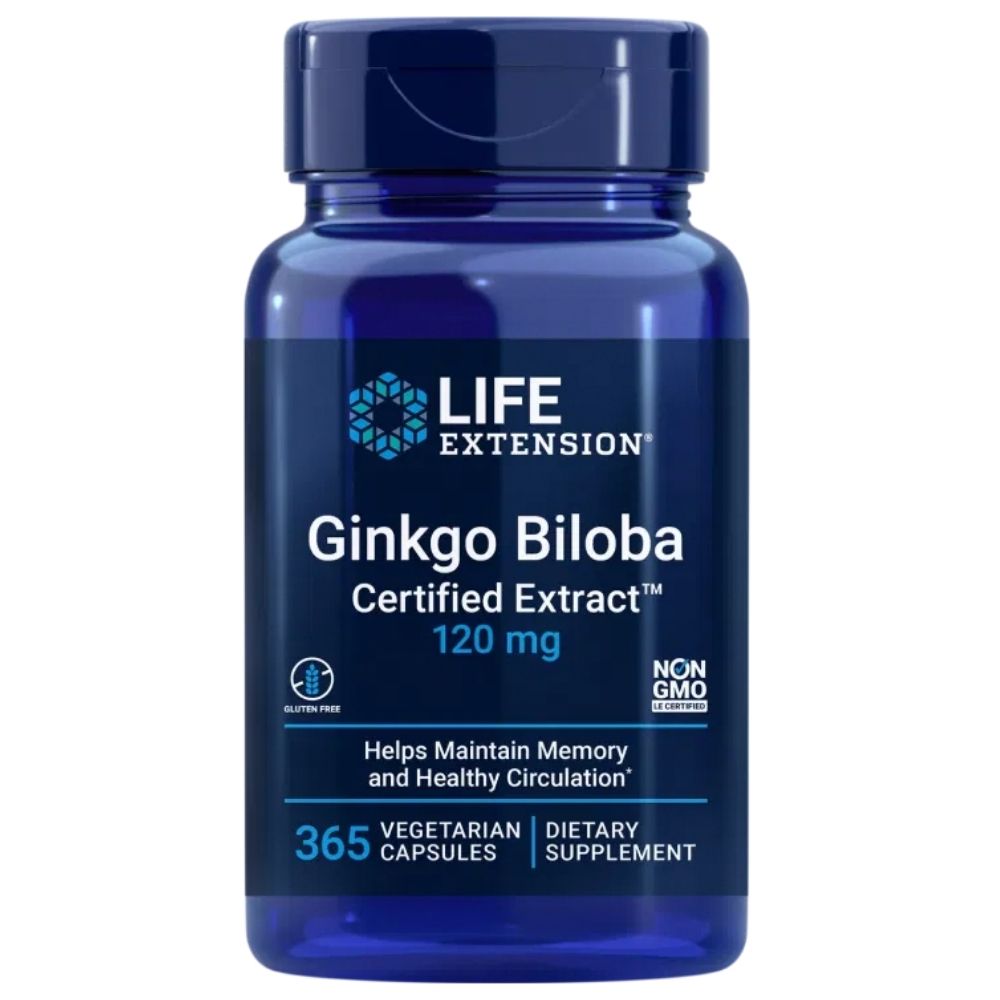Life Extension Ginkgo Biloba (Ginkgo biloba) 120 mg - 365 kapslit