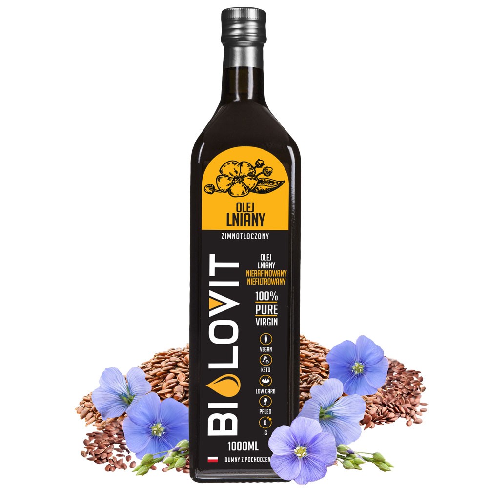Bilovit Šaltai spaustas linų sėmenų aliejus - 1000 ml - Magnis.lt