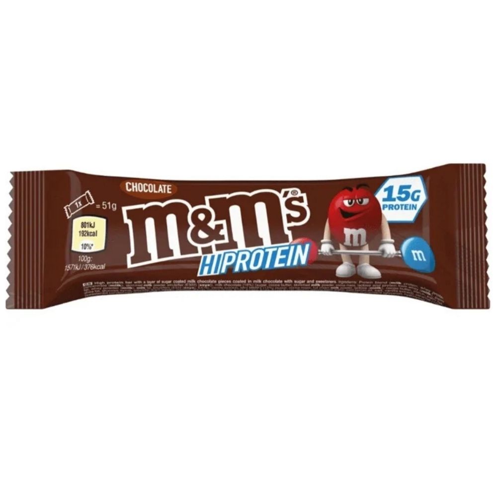 M&M's Hi-Protein, valgupatare, šokolaadi, karamelli ja M&M's-iga - 51 g