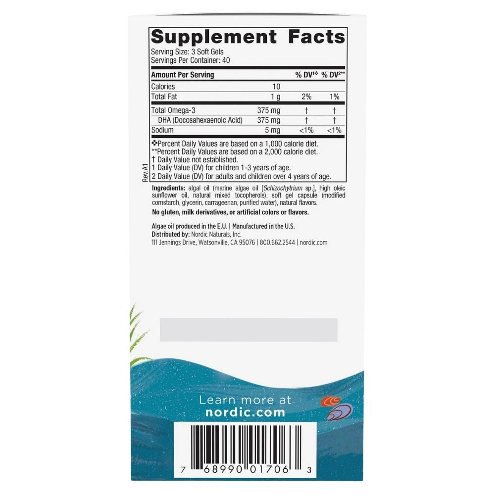 Nordic Naturals DHA lastele taimetoitlastele - 120 minikapslit