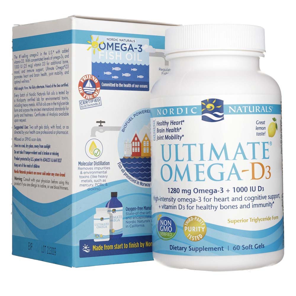 Nordic Naturals Ultimate Omega-D3, sidrunimaitseline, 250 mg - 60 pehmet kapslit