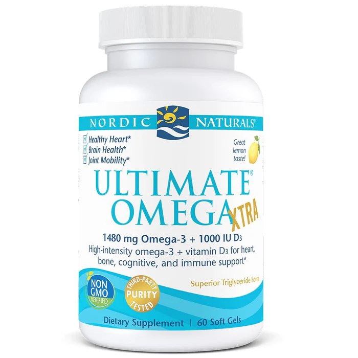 Nordic Naturals Ultimate Omega Xtra + D3 sidruni maitsega - 60 kapslit