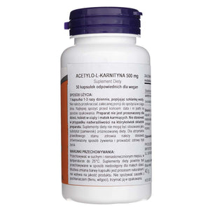 Now Foods atsetüül-L-karnitiin 500 mg - 50 kapslit