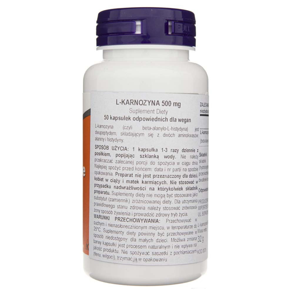 Now Foods L-karnosiin 500 mg - 50 kapslit