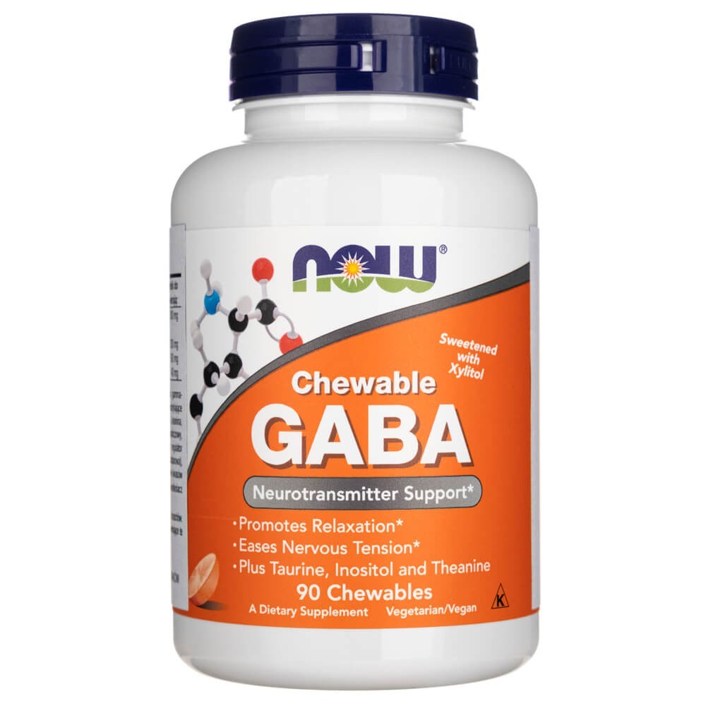 Now Foods GABA apelsini maitsega närimistabletid - 90 tabletti