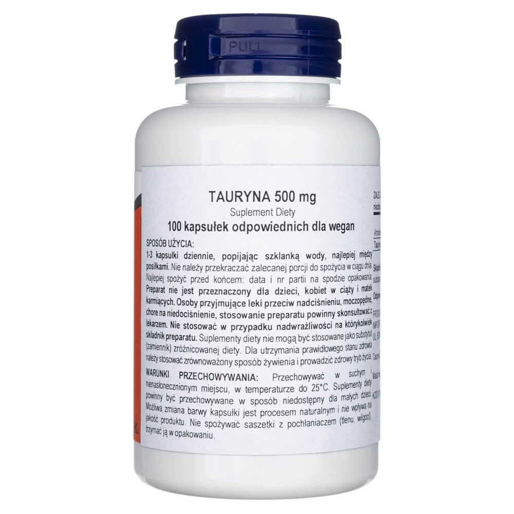 Now Foods tauriin 500 mg – 100 kapslit