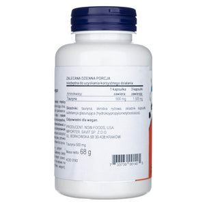 Now Foods tauriin 500 mg – 100 kapslit