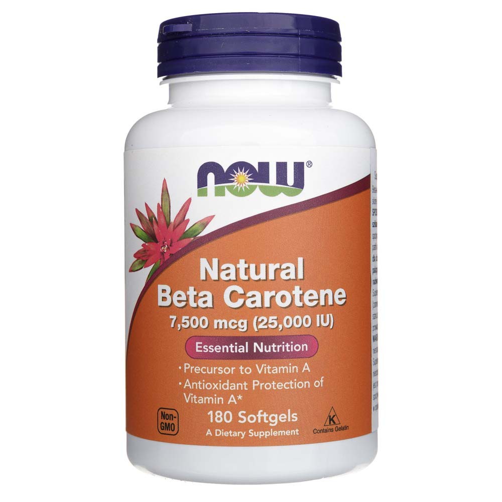 Now Foods beetakaroteen looduslik 7500 mcg (25000 RÜ) – 180 pehmet geelkapslit