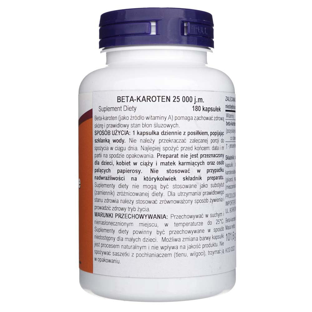 Now Foods beetakaroteen looduslik 7500 mcg (25000 RÜ) – 180 pehmet geelkapslit